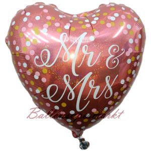 Folienballon-Mr-and-Mrs-Rosegold-holografischer-Herzluftballon-mit-Punkten-zur-Hochzeit-Dekoration-Geschenk-Ballon