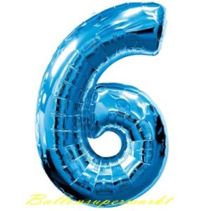 Folienballon-Zahl-6-Blau-Luftballon-Geschenk-Geburtstag-Jubilaeum-Firmenveranstaltung