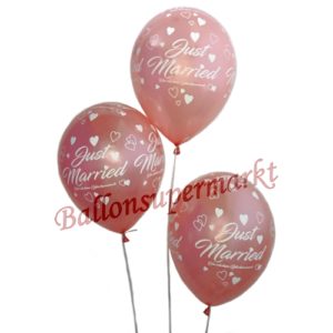 Luftballons-Just-Married-5-Stueck-Rosegold-Dekoration-zur-Hochzeit